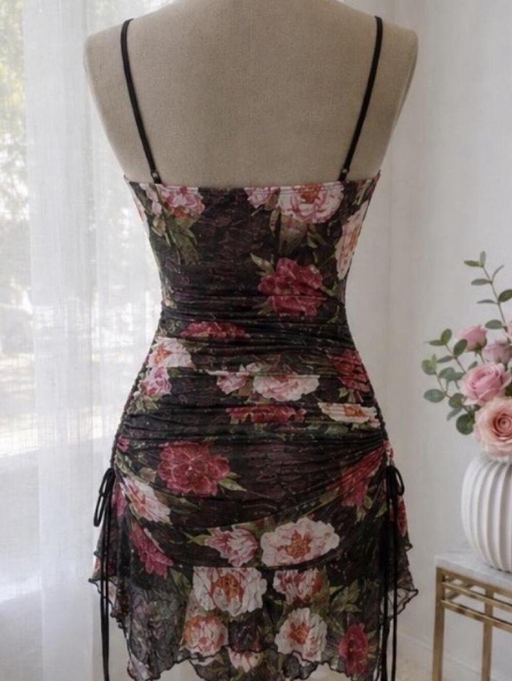 Fairycore loral Purple Lace-Trim Chemise Dress - Picture 3 of 3